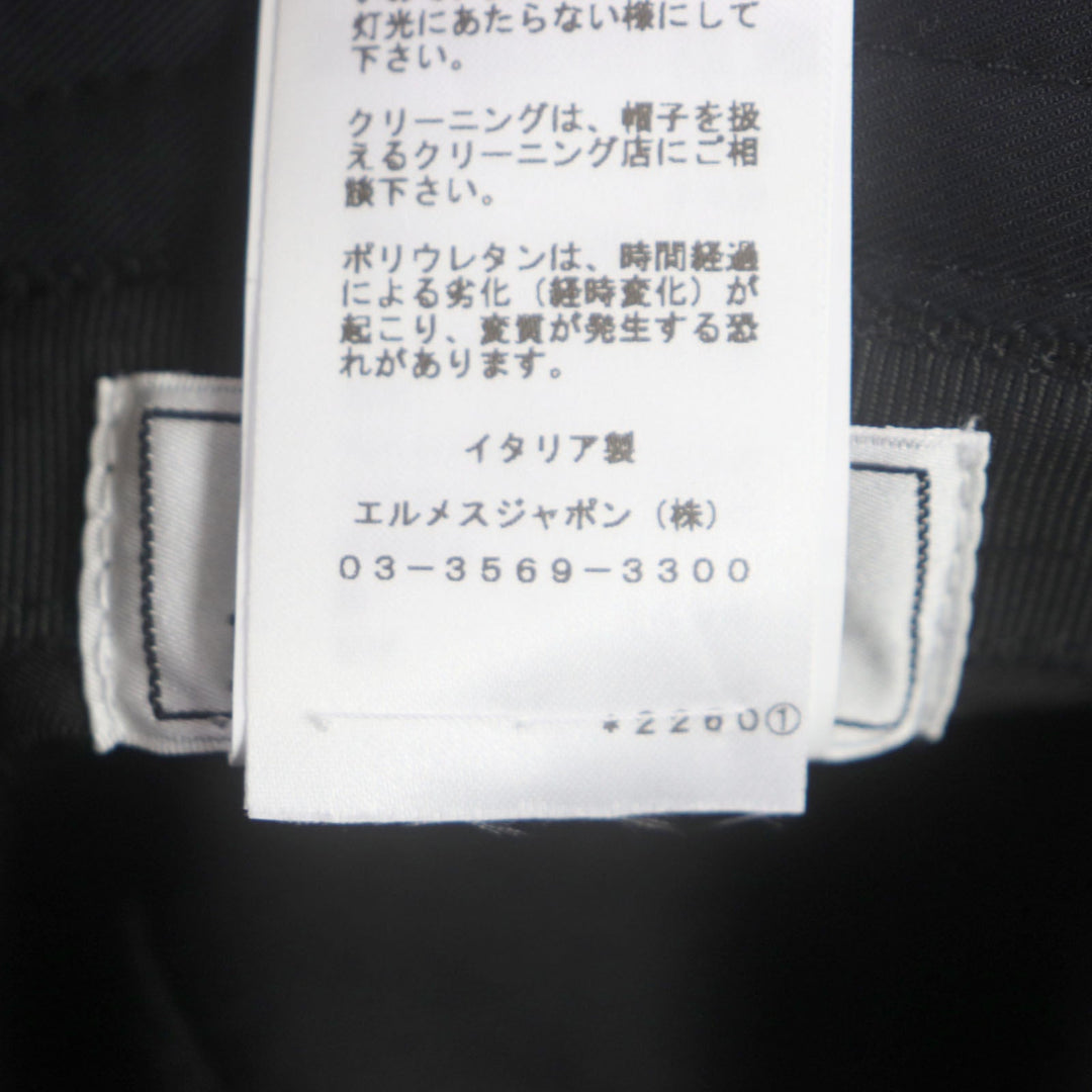 HERMES hat Outer: 100% cotton, Lining: 65% rayon, Lining: 35% silk, Decoration: 80% nylon, 20% polyurethane, Lining trim: 56% cotton, 44% rayon black Fred Quarterbash mens 58 Used Authentic