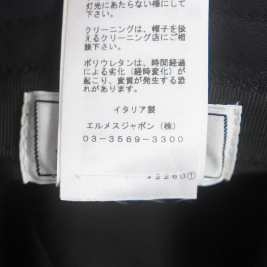HERMES hat Outer: 100% cotton, Lining: 65% rayon, Lining: 35% silk, Decoration: 80% nylon, 20% polyurethane, Lining trim: 56% cotton, 44% rayon black Fred Quarterbash mens 58 Used Authentic