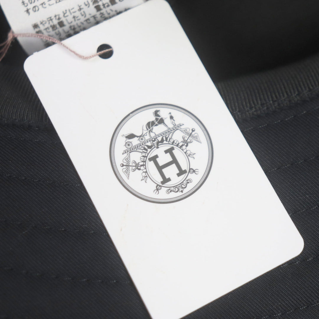 HERMES hat Outer: 100% cotton, Lining: 65% rayon, Lining: 35% silk, Decoration: 80% nylon, 20% polyurethane, Lining trim: 56% cotton, 44% rayon black Fred Quarterbash mens 58 Used Authentic