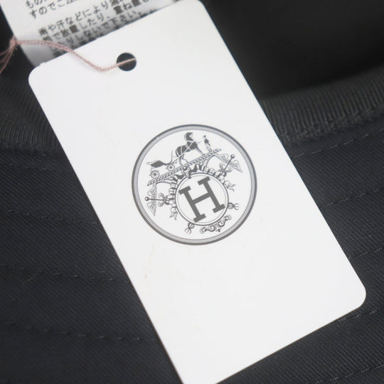HERMES hat Outer: 100% cotton, Lining: 65% rayon, Lining: 35% silk, Decoration: 80% nylon, 20% polyurethane, Lining trim: 56% cotton, 44% rayon black Fred Quarterbash mens 58 Used Authentic