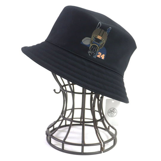 HERMES hat Outer: 100% cotton, Lining: 65% rayon, Lining: 35% silk, Decoration: 80% nylon, 20% polyurethane, Lining trim: 56% cotton, 44% rayon black Fred Quarterbash mens 58 Used Authentic