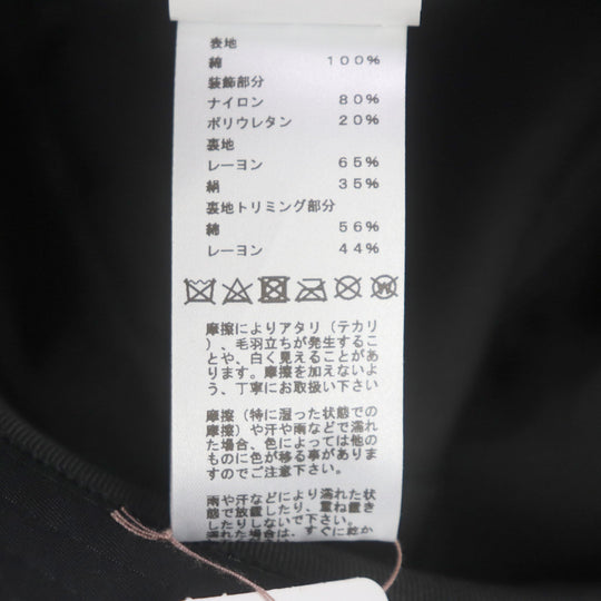 HERMES hat Outer: 100% cotton, Lining: 65% rayon, Lining: 35% silk, Decoration: 80% nylon, 20% polyurethane, Lining trim: 56% cotton, 44% rayon black Fred Quarterbash mens 58 Used Authentic