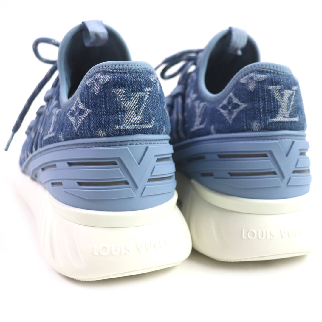 LOUIS VUITTON Low cut sneakers Monogram denim blue Fast lane line mens 6.5 Used Authentic