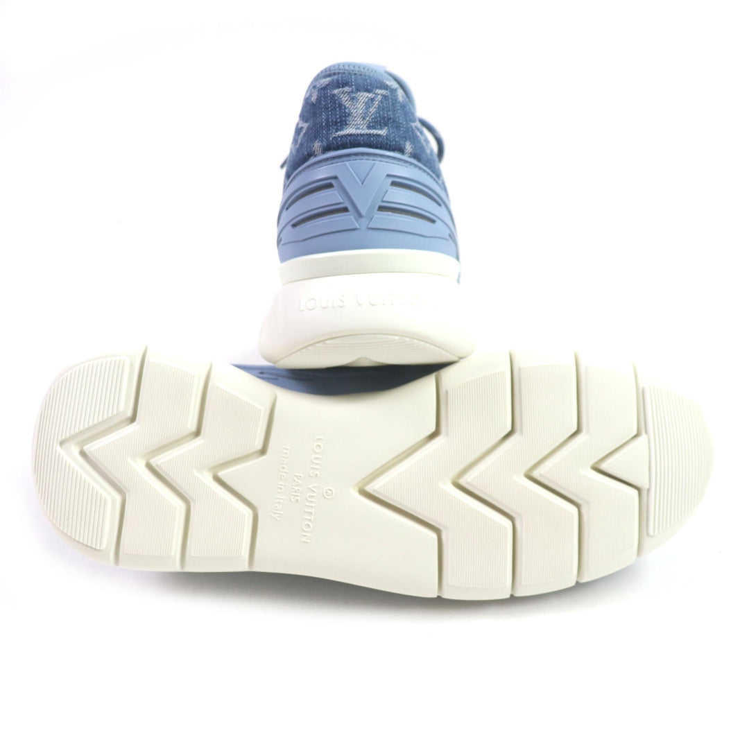 LOUIS VUITTON Low cut sneakers Monogram denim blue Fast lane line mens 6.5 Used Authentic