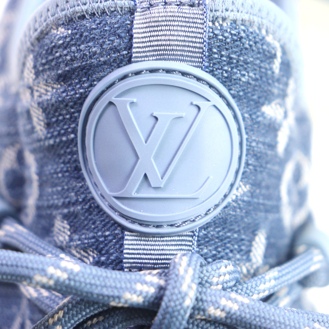 LOUIS VUITTON Low cut sneakers Monogram denim blue Fast lane line mens 6.5 Used Authentic