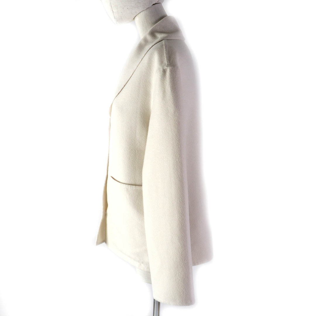 HERMES coat 3E0221DA Main: 100% cashmere white Women 38 Used Authentic