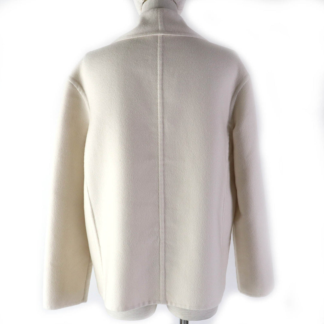 HERMES coat 3E0221DA Main: 100% cashmere white Women 38 Used Authentic