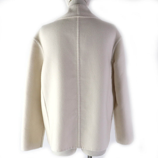 HERMES coat 3E0221DA Main: 100% cashmere white Women 38 Used Authentic