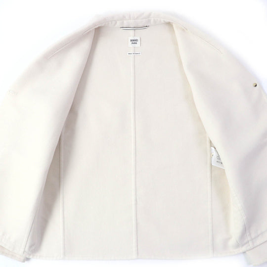 HERMES coat 3E0221DA Main: 100% cashmere white Women 38 Used Authentic