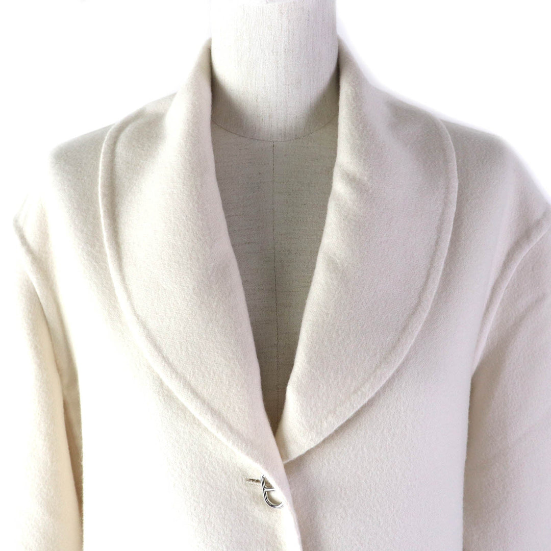 HERMES coat 3E0221DA Main: 100% cashmere white Women 38 Used Authentic