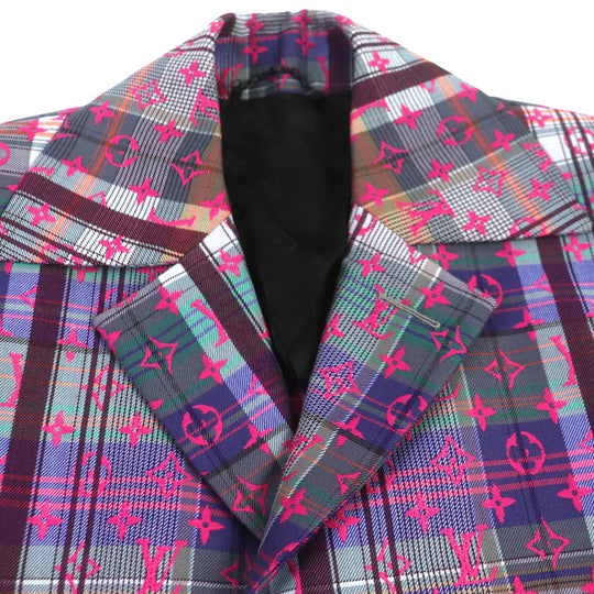 LOUIS VUITTON Chester coat Outer: 65% Rain Wool, 35% Polyester Lining: 30% Cupra, 27% Acetate, 24% Rayon, 19% Cotton Pink multi mens 48 Used Authentic