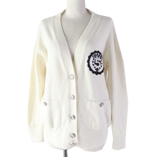 CHANEL cardigan P74230 Outer: 100% cashmere, part: 99% cashmere, part: 1% polyurethane white Women 34 Used Authentic