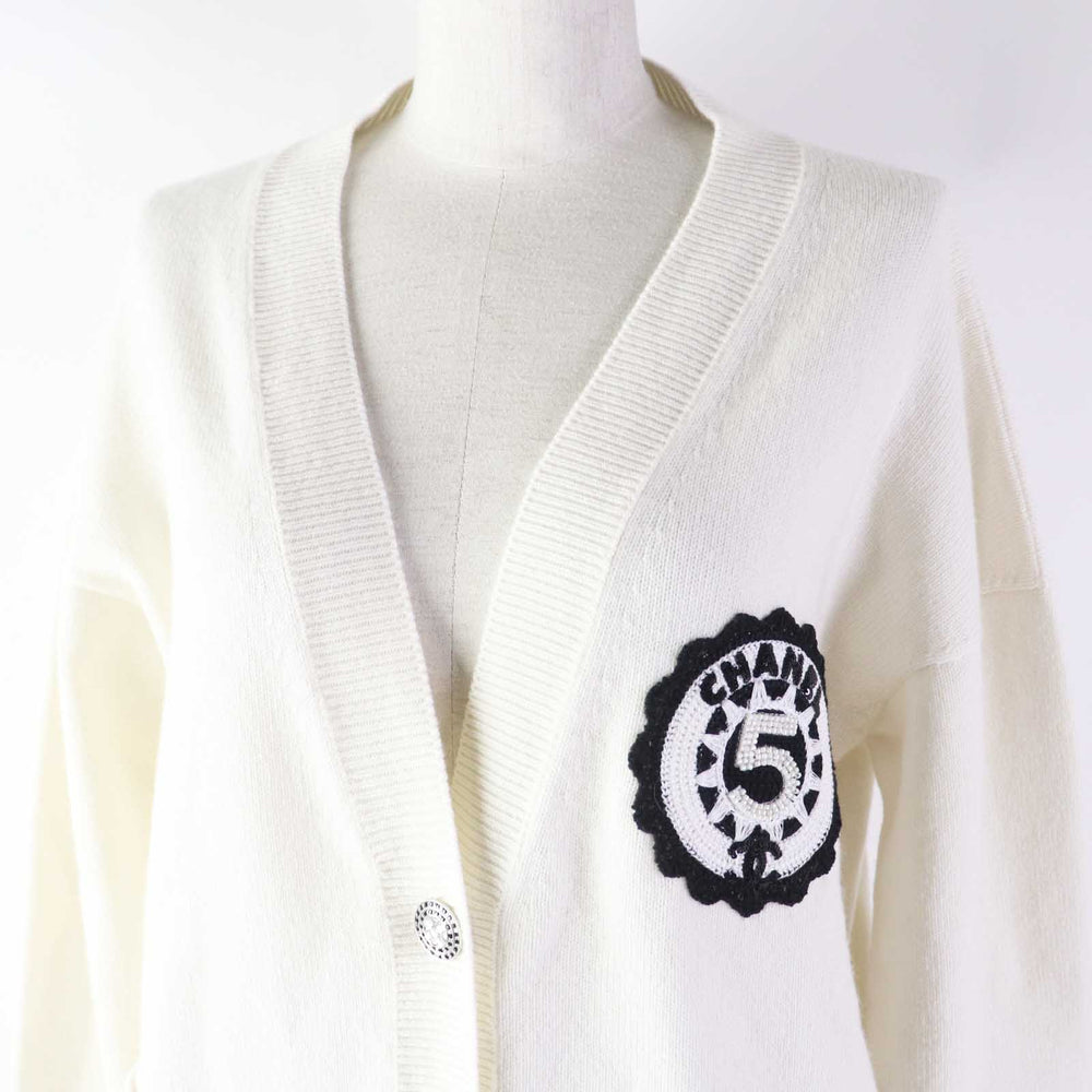 CHANEL cardigan P74230 Outer: 100% cashmere, part: 99% cashmere, part: 1% polyurethane white Women 34 Used Authentic