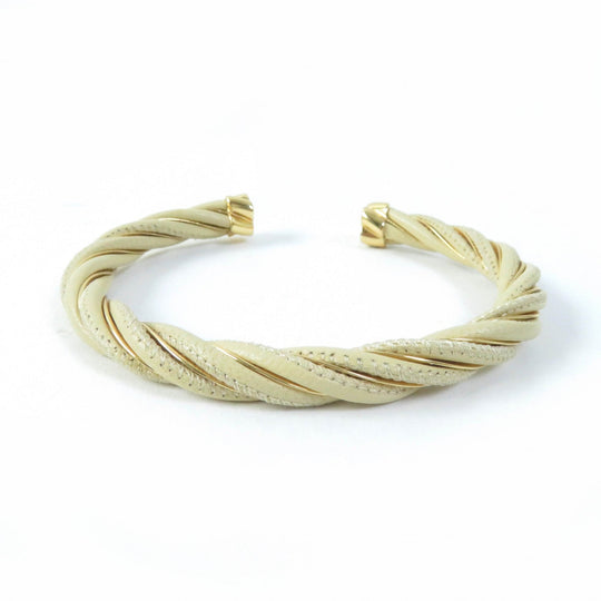 BOTTEGAVENETA Bangle 732159 Main: AG925, Main: Leather Gold beige Women M Used Authentic