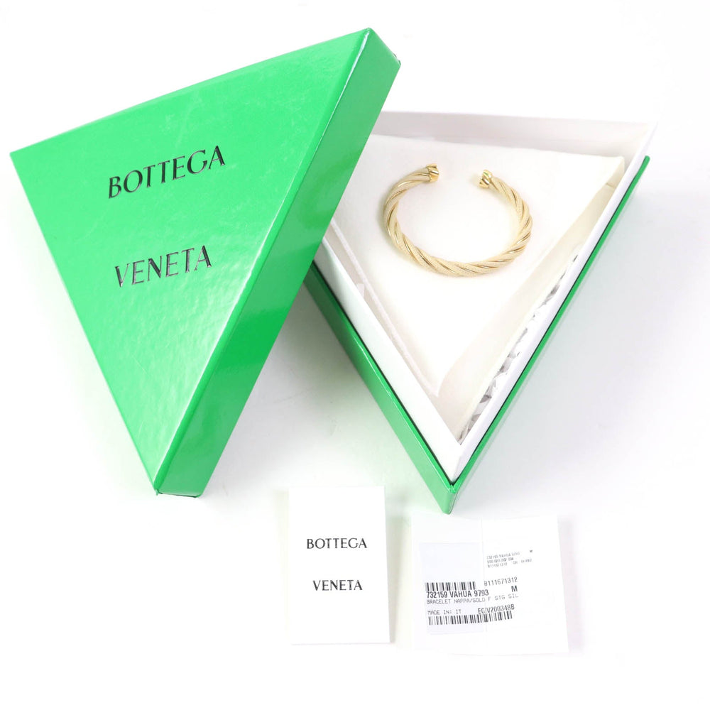 BOTTEGAVENETA Bangle 732159 Main: AG925, Main: Leather Gold beige Women M Used Authentic