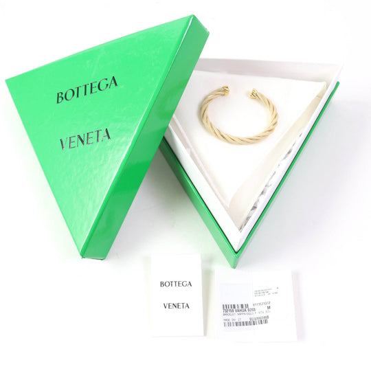 BOTTEGAVENETA Bangle 732159 Main: AG925, Main: Leather Gold beige Women M Used Authentic