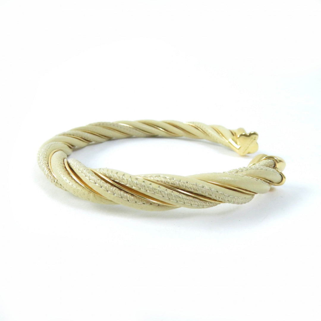 BOTTEGAVENETA Bangle 732159 Main: AG925, Main: Leather Gold beige Women M Used Authentic