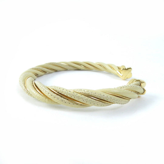 BOTTEGAVENETA Bangle 732159 Main: AG925, Main: Leather Gold beige Women M Used Authentic