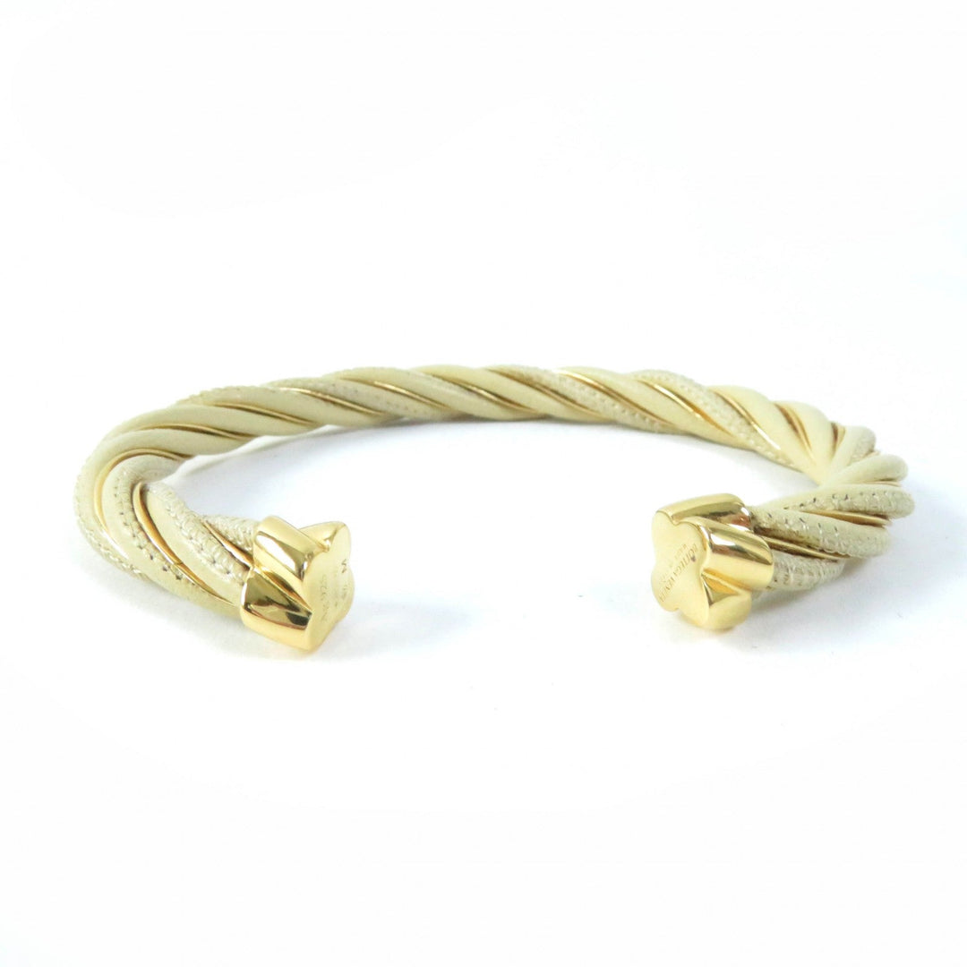 BOTTEGAVENETA Bangle 732159 Main: AG925, Main: Leather Gold beige Women M Used Authentic