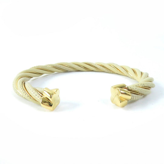 BOTTEGAVENETA Bangle 732159 Main: AG925, Main: Leather Gold beige Women M Used Authentic