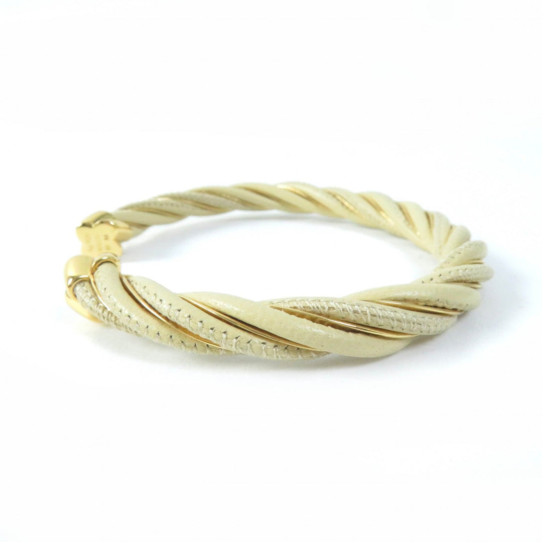 BOTTEGAVENETA Bangle 732159 Main: AG925, Main: Leather Gold beige Women M Used Authentic