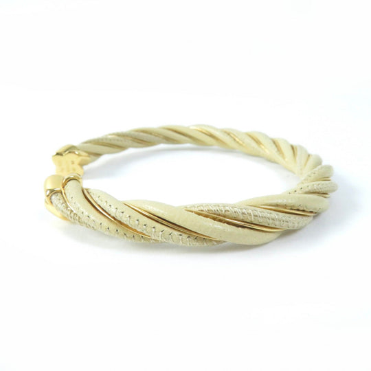 BOTTEGAVENETA Bangle 732159 Main: AG925, Main: Leather Gold beige Women M Used Authentic