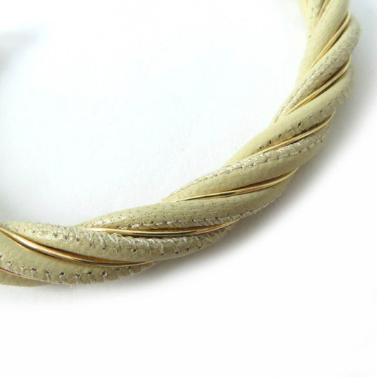 BOTTEGAVENETA Bangle 732159 Main: AG925, Main: Leather Gold beige Women M Used Authentic