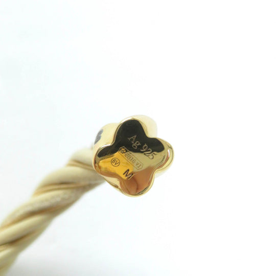 BOTTEGAVENETA Bangle 732159 Main: AG925, Main: Leather Gold beige Women M Used Authentic