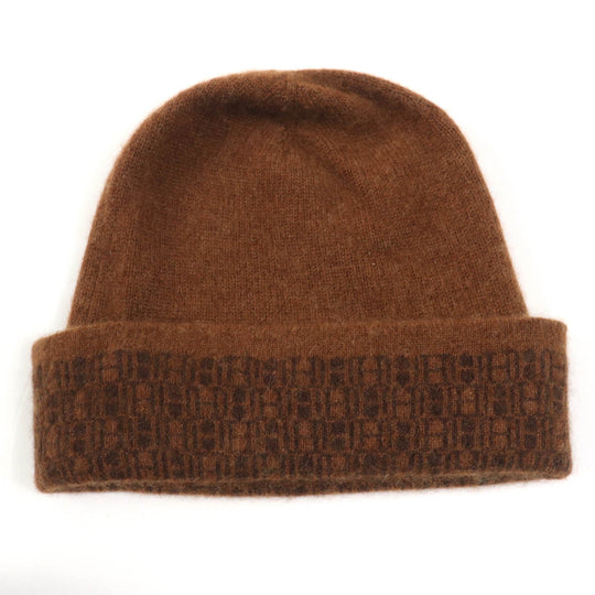 HERMES Knit cap Main: 100% cashmere Brown Women Used Authentic