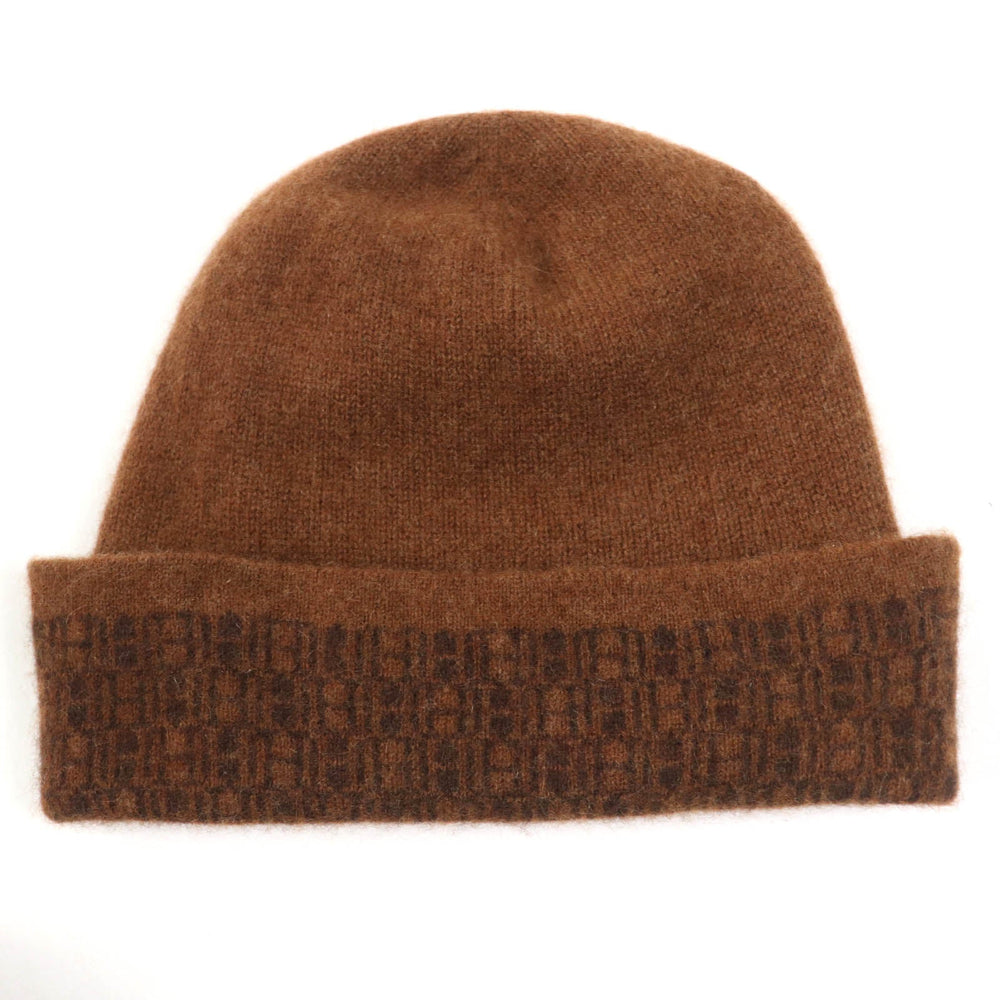 HERMES Knit cap Main: 100% cashmere Brown Women Used Authentic