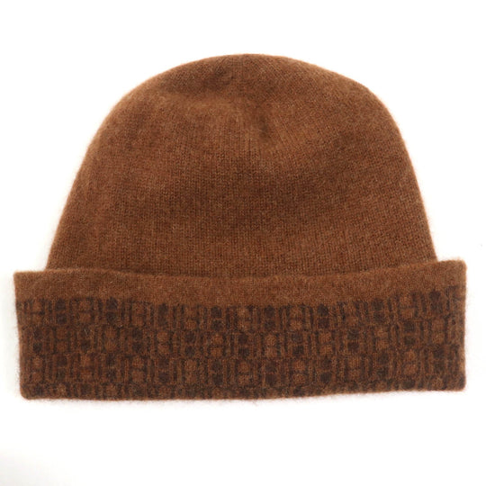HERMES Knit cap Main: 100% cashmere Brown Women Used Authentic