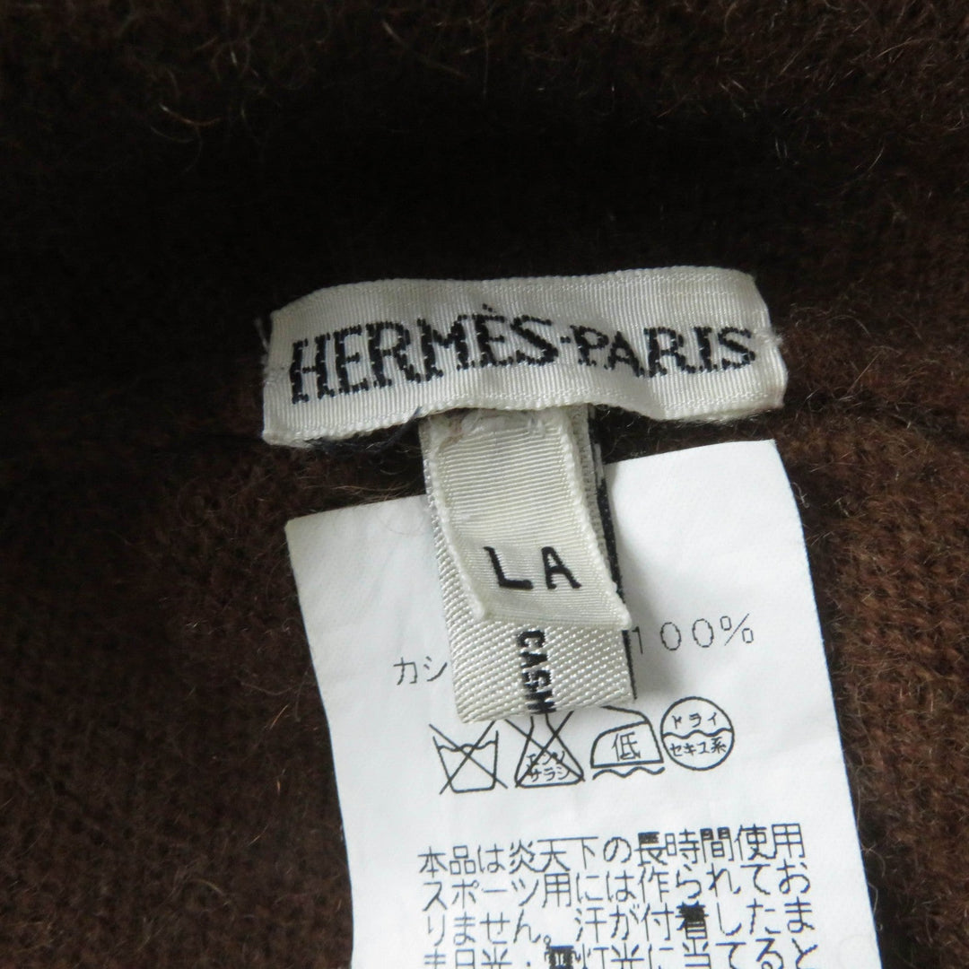 HERMES Knit cap Main: 100% cashmere Brown Women Used Authentic
