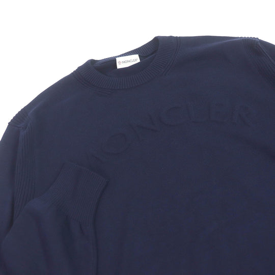 MONCLER sweater Main: 100% cotton Navy mens L Used Authentic
