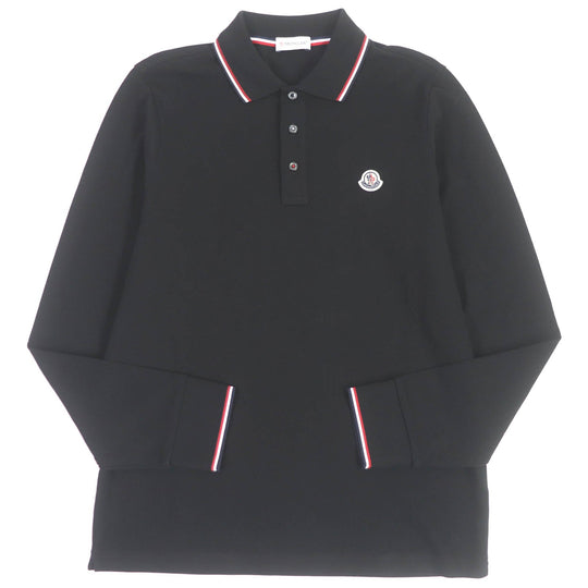 MONCLER Long sleeve polo shirt Main: 100% cotton black mens S Used Authentic