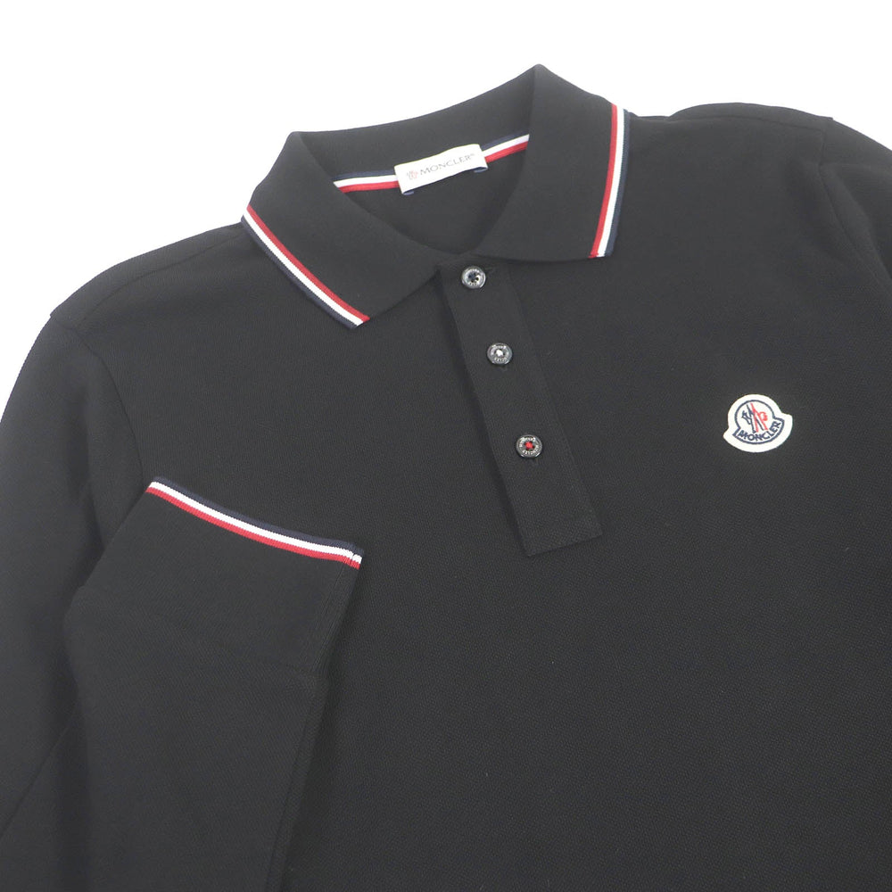 MONCLER Long sleeve polo shirt Main: 100% cotton black mens S Used Authentic