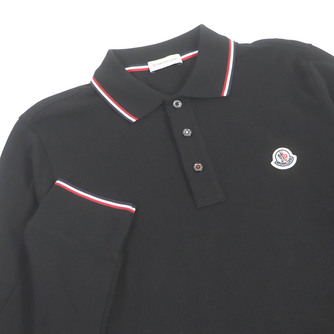 MONCLER Long sleeve polo shirt Main: 100% cotton black mens S Used Authentic