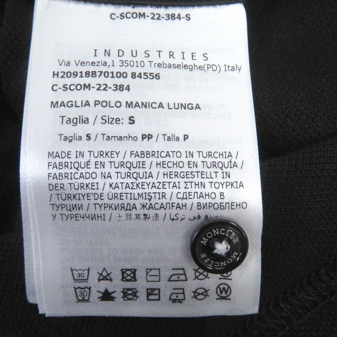 MONCLER Long sleeve polo shirt Main: 100% cotton black mens S Used Authentic