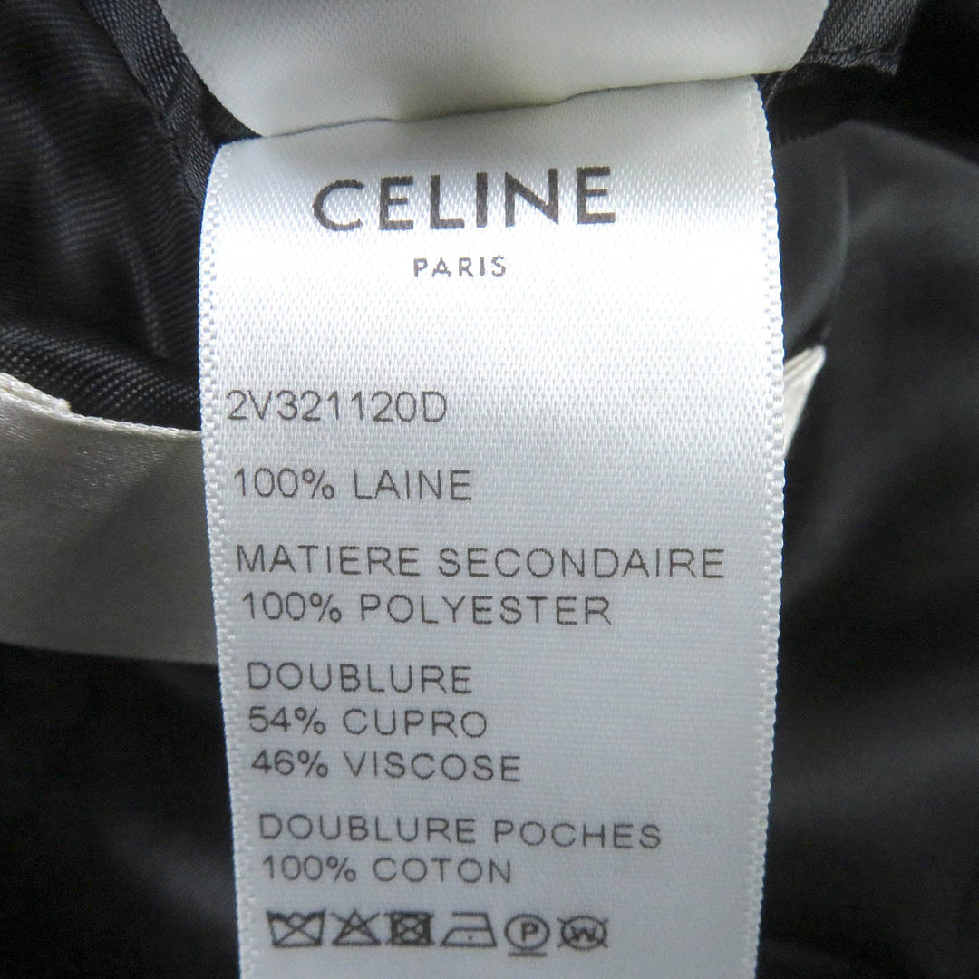 CELINE tailored jacket 2V321120D Main: 100% wool, Main: 100% polyester, Lining: 54% cupra, Lining: 46% rayon black Peak collar long tuxedo jacket Grand Poodle mens 38 Used Authentic