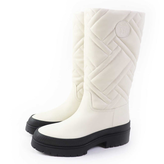 HERMES Knee-high boots Calfskin Rubber Two-tone (off-white) FUJI 36