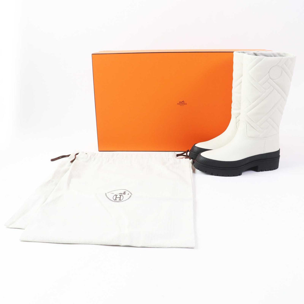 HERMES Knee-high boots Calfskin Rubber Two-tone (off-white) FUJI 36