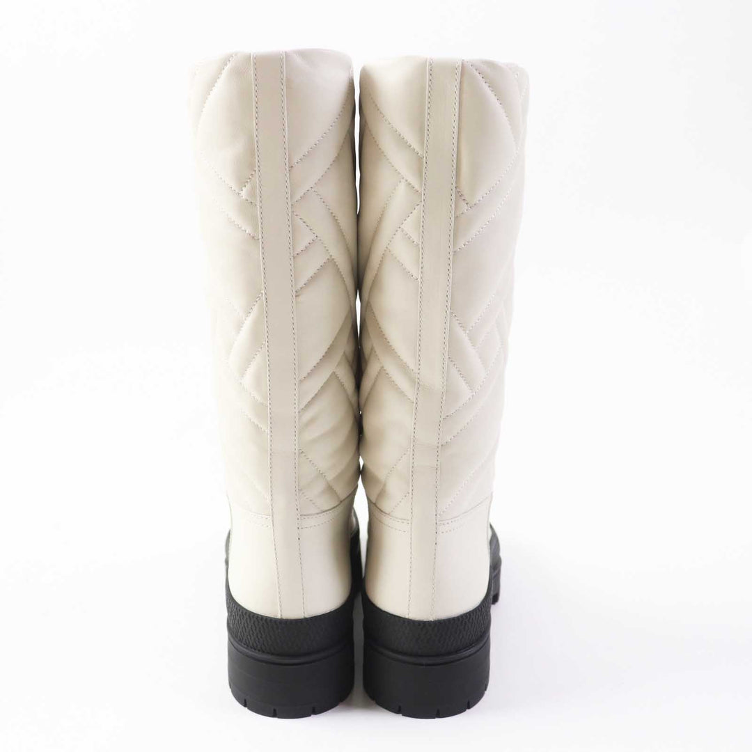 HERMES Knee-high boots Calfskin Rubber Two-tone (off-white) FUJI 36