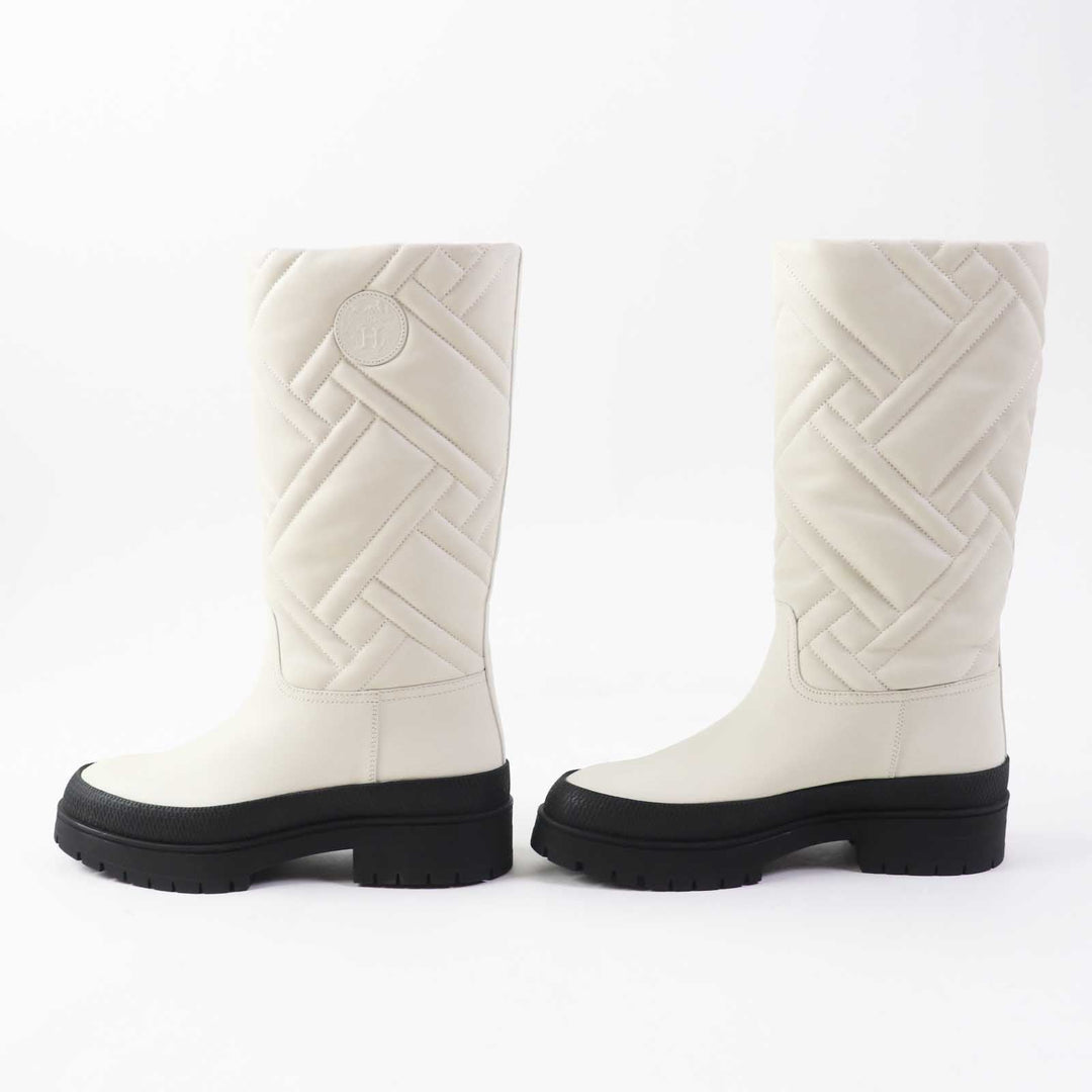HERMES Knee-high boots Calfskin Rubber Two-tone (off-white) FUJI 36