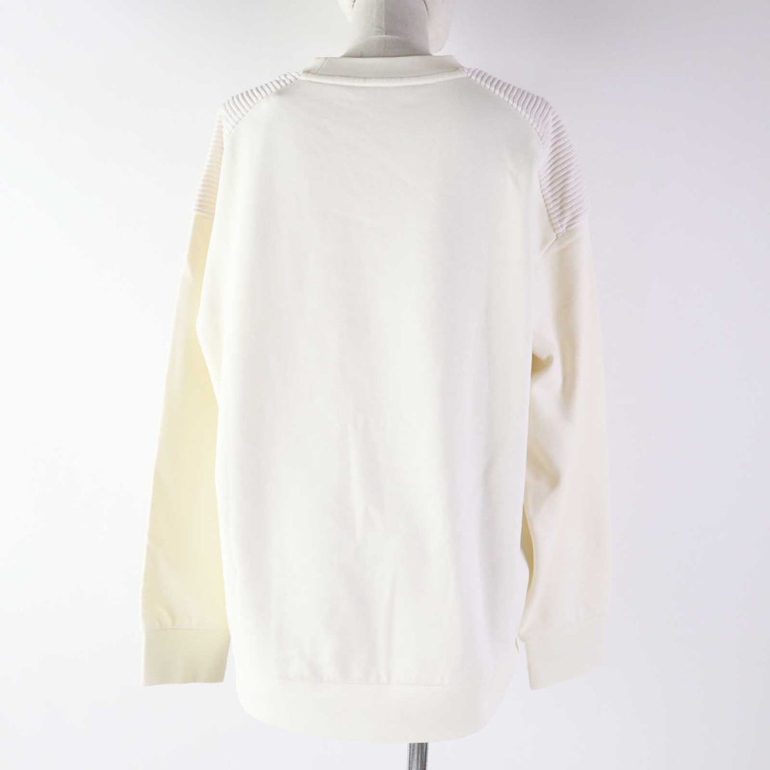 MONCLER pullover Outer fabric: 91% cotton, Outer fabric: 9% nylon, Rib: 98% cotton, 2% polyurethane Other fabric: 85% polyester, 15% nylon Embroidery: 100% polyester Ivory FELPA GIROCOLLO Women XS Used Authentic