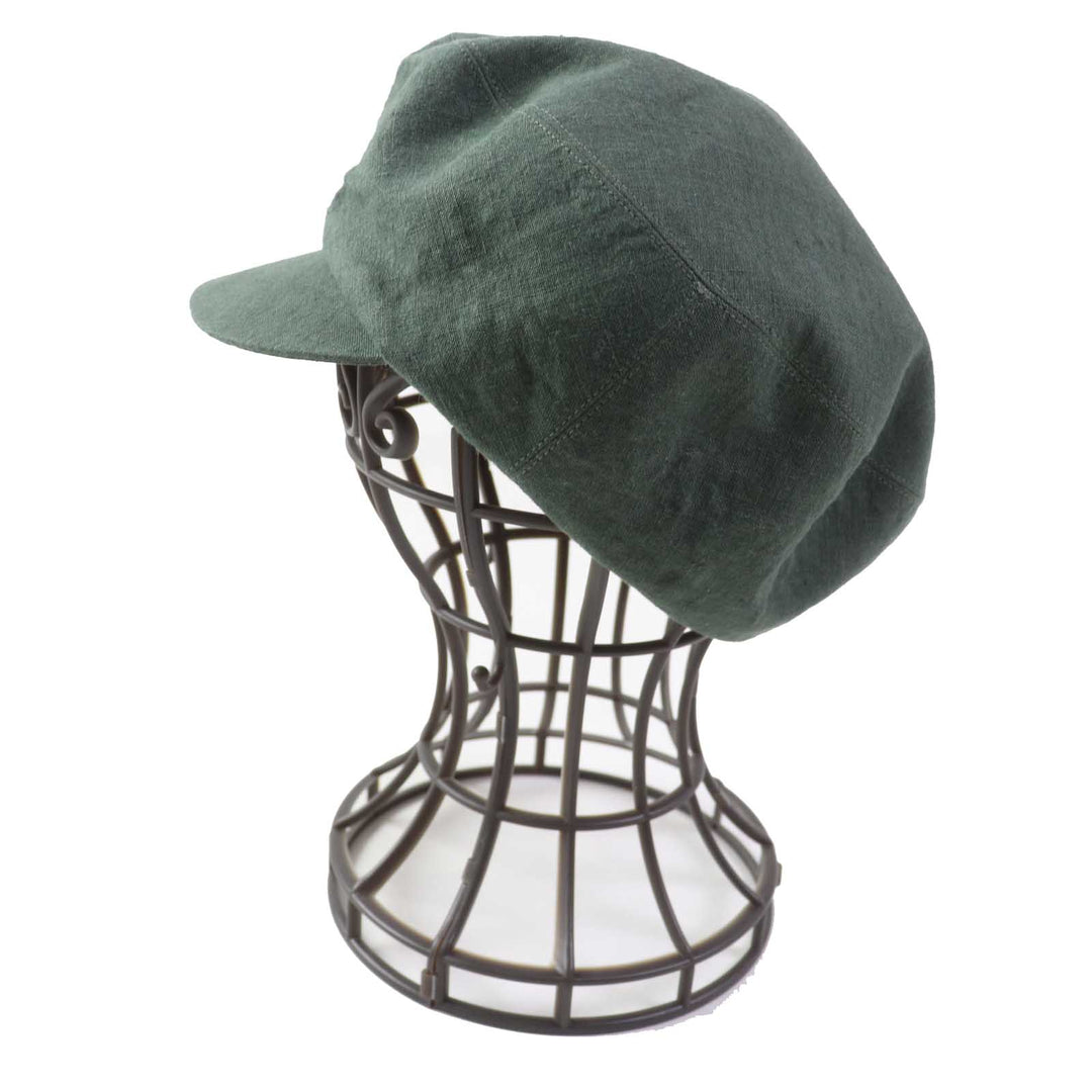 HERMES Casquette Outer: 100% linen, Lining: 100% linen khaki Paola Women 57 Used Authentic