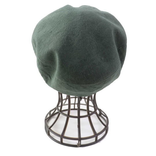 HERMES Casquette Outer: 100% linen, Lining: 100% linen khaki Paola Women 57 Used Authentic