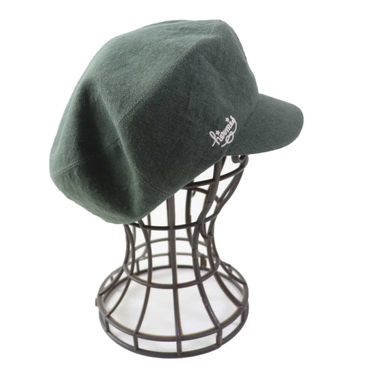 HERMES Casquette Outer: 100% linen, Lining: 100% linen khaki Paola Women 57 Used Authentic