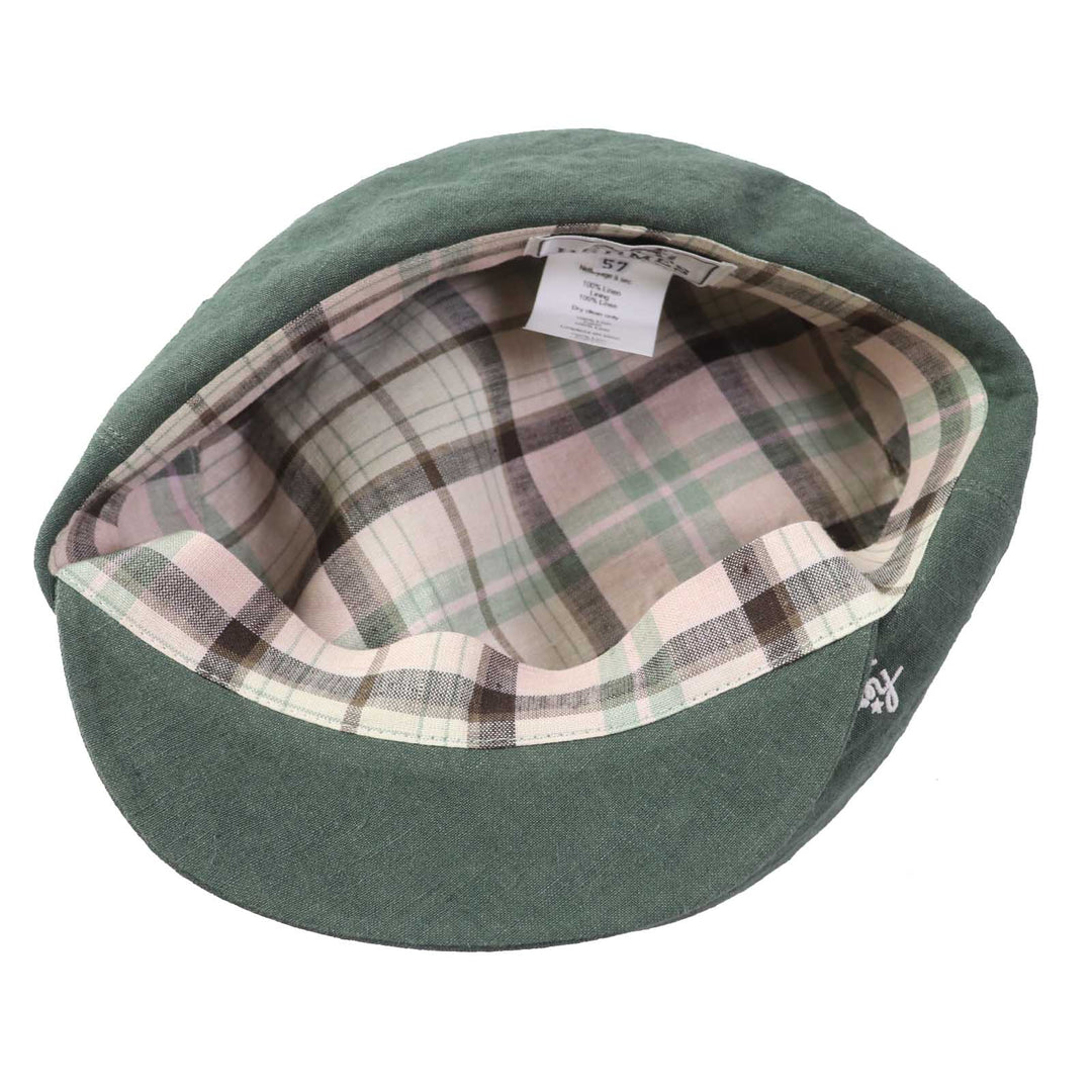 HERMES Casquette Outer: 100% linen, Lining: 100% linen khaki Paola Women 57 Used Authentic