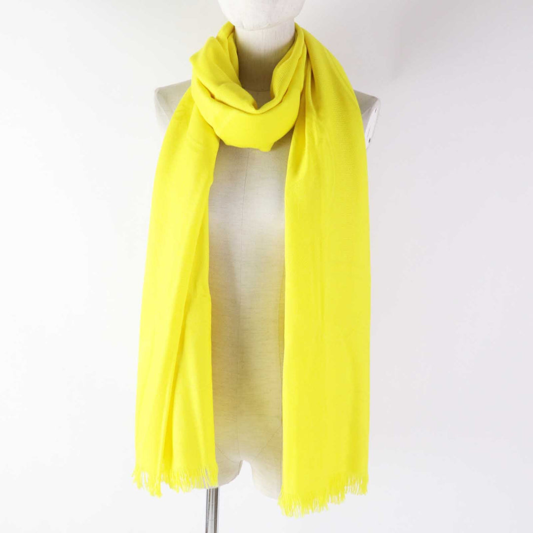 HERMES Stall Main: 85% cashmere, Main: 15% silk yellow New Libris Women Used Authentic