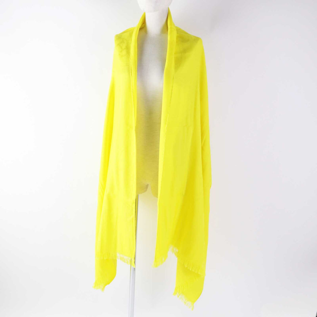 HERMES Stall Main: 85% cashmere, Main: 15% silk yellow New Libris Women Used Authentic