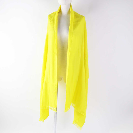 HERMES Stall Main: 85% cashmere, Main: 15% silk yellow New Libris Women Used Authentic